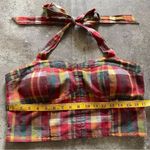 American Eagle Top Plaid Halter Crop Large Festival Stretch Corset Photo 5