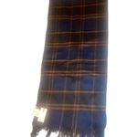 Good American NWT Blue Rinse Plaid Oversized Scarf Wrap Wool Blend Fringe Photo 0