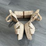 Sam Edelman  Leather Suede Beige Cream Strappy Slingback Block Heels‎ Size 9 Photo 2