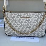 Michael Kors Bright White Crossbody Zip Pouchette Medium Bag Photo 3