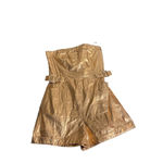 Urban Outfitters  Metallic Gold Strapless Romper Small Festival Party Outfit Photo 2