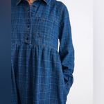 Madewell  denim babydoll shirt dress indigo plaid blue size xs Photo 1