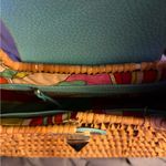 Kate Spade New York Wicker & Turquoise Leather Shoulder Bag | Pyramid Turn-Lock Photo 6