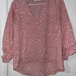 CARAMELA  Pink & white V-neck blouse small Photo 0