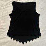 Vintage MSK Black beaded vest tank top silver accents cut work uneven hem detail Size L Photo 3