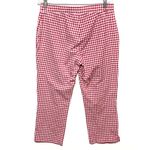 Susan Graver  Weekend Crop Pull On Pants M Red Gingham Cottagecore Preppy Picnic Photo 1