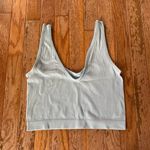 light blue ribbed v neck tank top cropped bra top Size M Photo 0