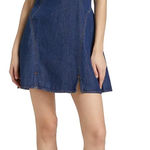 RE/DONE Denim Split-Front Racerback Minidress Dress Blue Size Medium Photo 0