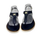 Michael Kors Womens Thong Sandals Size 9M Navy Gold Logo Photo 1