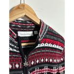 Breckenridge  Full Zip 100% Cotton Red Black Cardigan Sweater‎ Women's Size Small Photo 5