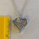 Diamond Double Heart Pendant Sterling Silver and 14k Rose Gold Necklace Size 18 Photo 2