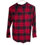 Hippie Rose  Red Black Plaid Flannel Long Sleeve Button-Down Shirt Size S New Photo 1