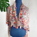 Sheer Boho Square Scarf with Tassels Orange Photo 0