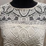 Alexis  Ivory Lace Fringe Chain Embellished Lined Swing‎ Blouse Top Size Small Photo 1