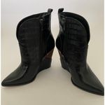 Jessica Simpson Hilrie Fashion Boot Black Leather Pointed Toe Wedge Bootie 5M Photo 8