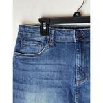 BP  Denim Blue‎ Medium Wash Cotton Blend A Line Raw Hem Mini Skirt Size 28 Photo 5
