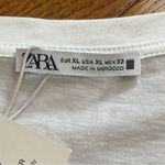 ZARA  Asymmetrical T-Shirt, Size XL, White/Multicolor Cotton Photo 8