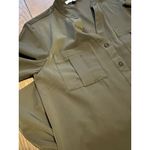 WD.NY Shirt Dress Women’s Small Olive Green Button Down 3/4 Sleeve Flouncy Hem Photo 8