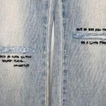 Siwy Hannah Skinny Light Wash Embroidered Quote Distressed Jeans 7 Day Weekend Size 27 Photo 7