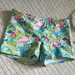 Tough mode colorful, flamingo print CrossFit workout micro athletic shorts M 6β Blue Size M Photo 0