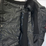 Black Faux Leather Jacket with Pink Lining Size L Photo 14