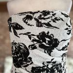 Lillie Rubin White Black Floral Strapless Beaded Evening Dress 12 Photo 3