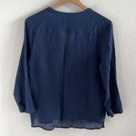 Tommy Bahama  Navy Gauzy Cotton Shirt Top Blouse Medium Photo 4