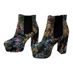 Forever 21  Shoes Women 8 Black Floral Tapestry Platform Chelsea Booties Boho Photo 1