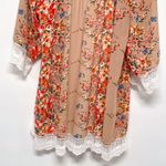 Anthropologie Floral Kimono Crochet Lace Open Sheer Lightweight Cardigan Shawl Blouse Top Photo 4