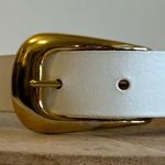 Vintage Robbie Nelson USA White Genuine Leather Golden Buckle Belt Size M/L Size M Photo 0