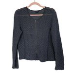 Eileen Fisher  Cropped Jacquard Zip-Front Jacket Cardigan Gray Size Medium Photo 1