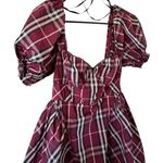 Maeve Anthropologie Red Tartan Plaid Puff Sleeve Mini Dress Photo 4