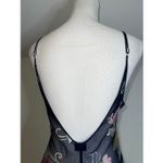 Frederick's of Hollywood Women’s Silk floral slip dress. Navy blue burnout Sz SMALL Photo 5