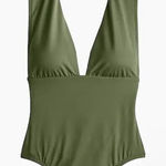J.Crew  V-Neck Plunge One-Piece Swimsuit in Olive Green‎ Sz 24 Plus NEW Photo 0