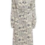PINKO White Blue Panther Print Long Sleeve Midi Dress Size 8 Photo 8