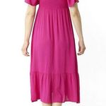 Bohme Saltwater Smocked Midi Dress Fuchsia Hot Pink Magenta Women’s Size Large Photo 6