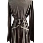 CHALADA Gray Dress Crochet Trim Long Sleeves Soft Fabric Round Neck Cotton EUC Size M Photo 1