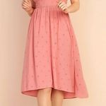 Old Navy  Coral Eyelet Midi Dress L Prairie Style Lined‎ Boho Sleeveless Summer Photo 0