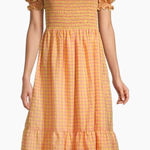 Rachel Parcell  Smocked Gingham-Printed Midi-Dress size large Photo 0