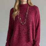 Free People  Berry Pink Asymmetrical Knit Sweater Size Large Cowl Neck Cozy Knit Photo 0