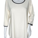 Sympli Tunic Top Womens 12 White Black Trim Minimalist Modern Casual Chic Black Photo 0