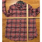 Lands' End Women's Long Sleeve Flannel Shirt Pink Maroon Plaid Cotton Plus 20W Photo 8
