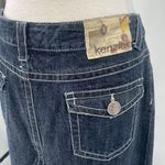 Vintage Y2k Denim Maxi Skirt Low Rise Godet Panel A Line Raw Hem Dark Wash 12/14 Blue Photo 4