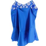 Y2K Eve’s Collections Cobalt Blue Floral Eyelet Baby Tank Delicate Feminine M Size M Photo 5