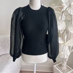 Tuckernuck Black Knit Betsy Long Puff Sleeve Blouse Photo 1