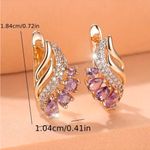 Gold & Lavender Crystal Leaf Earrings Drop leverback NWT Purple Photo 4