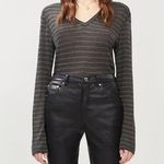Rails Sami V-Neck Charcoal Bronze Striped Long Sleeve Tee Photo 2