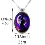 1pc Oval‎ Painted Witch Moon Avatar Pendant Necklace Silver Plated Accessories Silver Photo 2