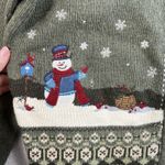 Croft & Barrow  PXL Petite XL Cardigan Sweater Zip Up Embroidered Holiday Snowmen Photo 2
