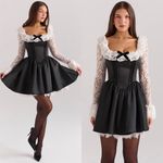 House Of CB  'Cleora' Black Lace Ruffle Mini Dress NWOT Size L‎ A-C Photo 1